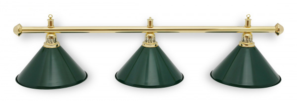 Бильярдный светильник Престиж, 3 плафона (плафон зеленый, штанга золотистая)